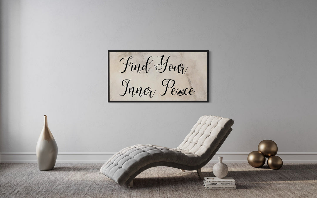 Spa Salon Wall Art Find Your Inner Peace Zen Sign Framed Canvas in spa salon