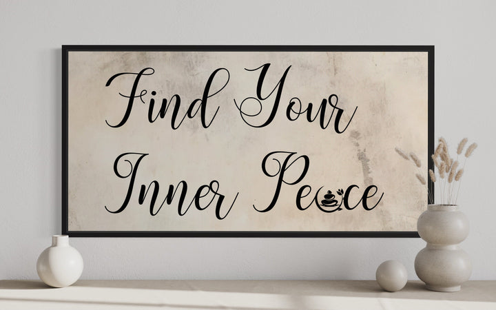 Spa Salon Wall Art Find Your Inner Peace Zen Sign Framed Canvas close up