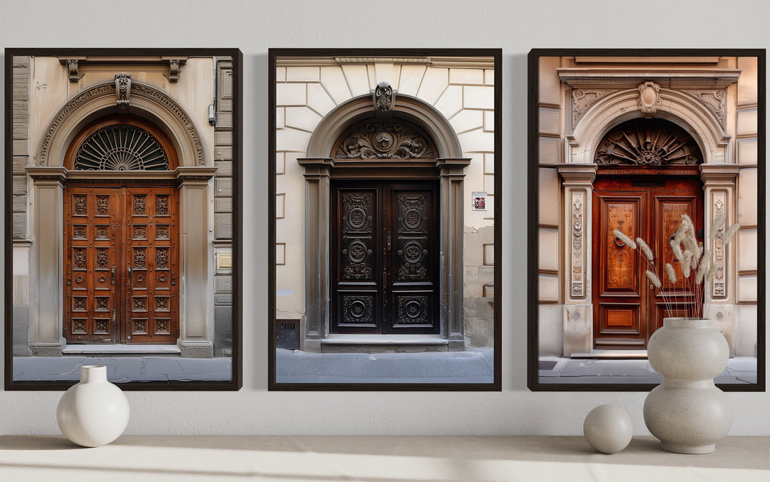 Set of 3 Florence Doors Painting Architecture Italy Wall Art close up