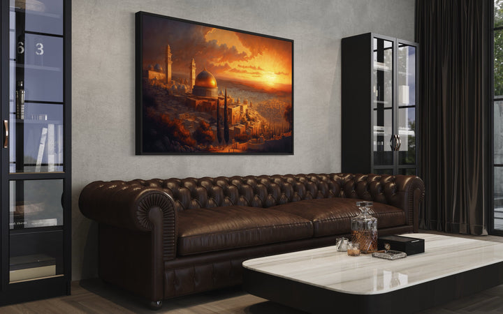 Jerusalem Old City Temples At Sunset Painting Canvas Wall Art in man cave