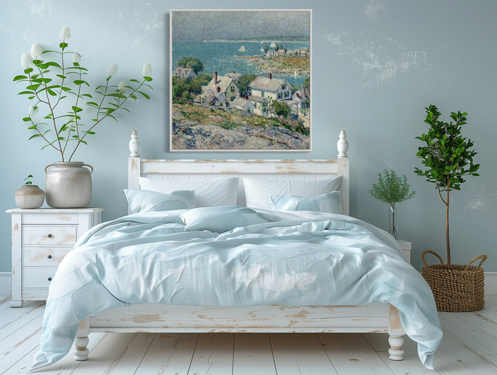 New England Headlands Painting by Childe Hassam wall art above bed