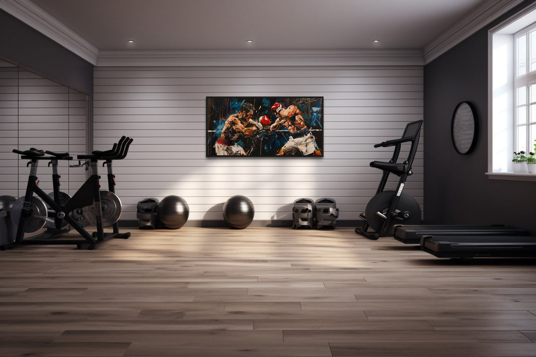 Abstract Graffiti Boxing Match Framed Canvas Wall Art in the gym