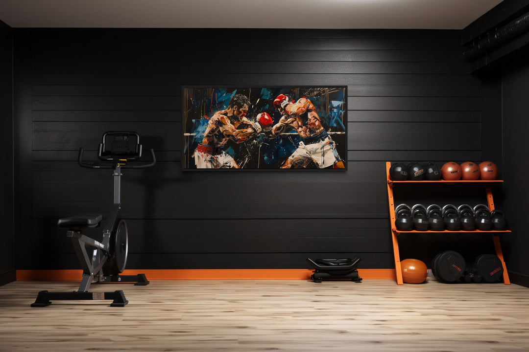 Abstract Graffiti Boxing Match Framed Canvas Wall Art in the gym