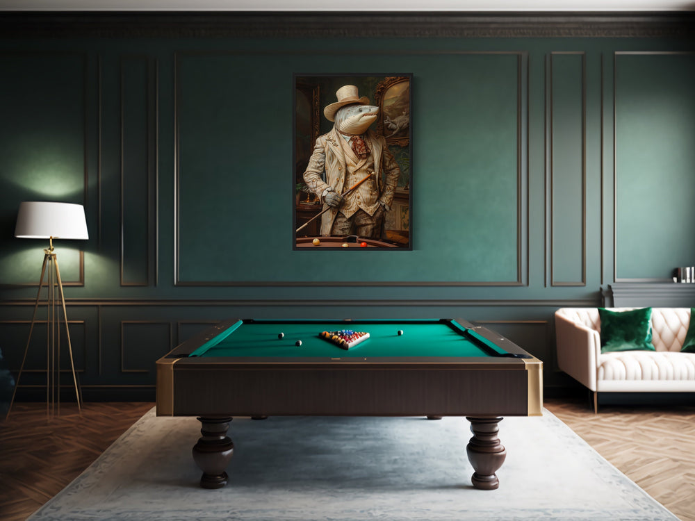 Pool Shark Gentleman Billiards Room Framed Canvas Wall Art