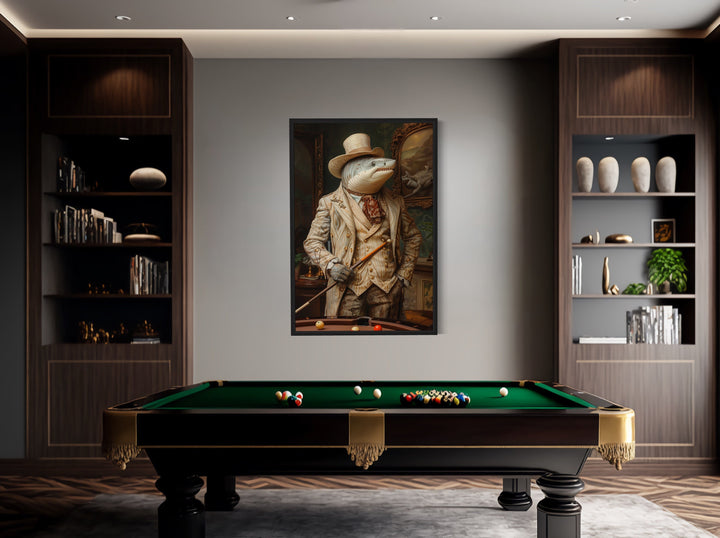 Pool Shark Framed Canvas Wall Art in billiards room