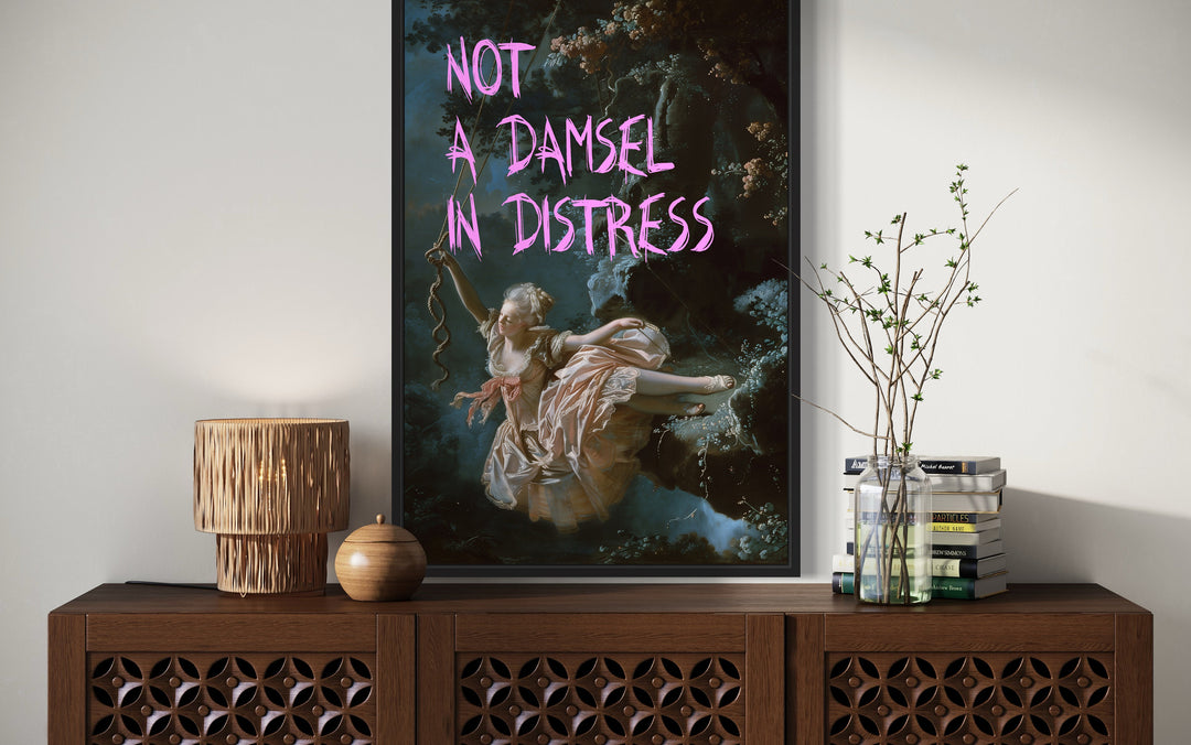 Not A Damsel In Distress Feminist Wall Art close up