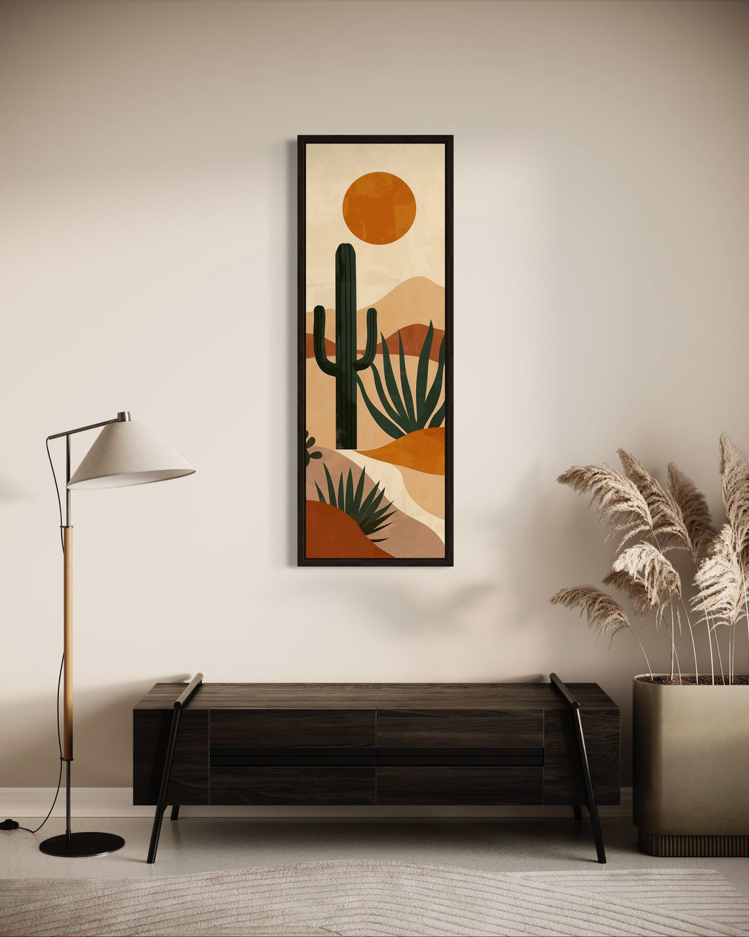 Midcentury Modern Desert Cactus Tall Narrow Vertical Wall Art