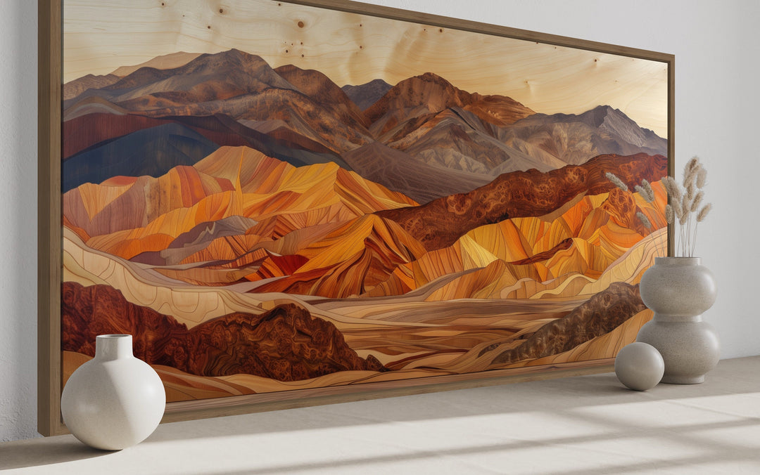 Death Valley Layered Wood Style Painting Framed Canvas Wall Art side view