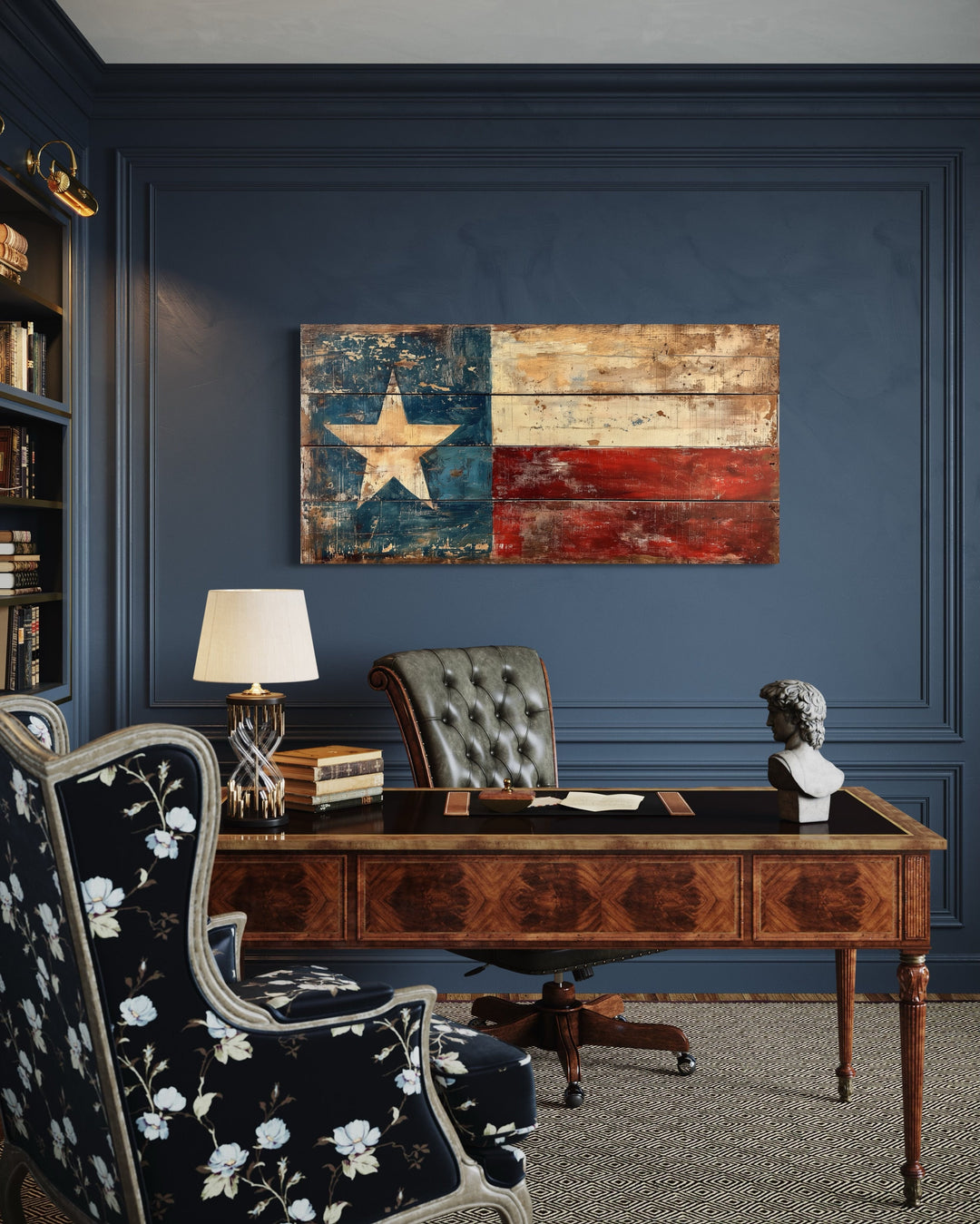 Rustic Texas Flag Extra Large Framed Canvas Wall Art