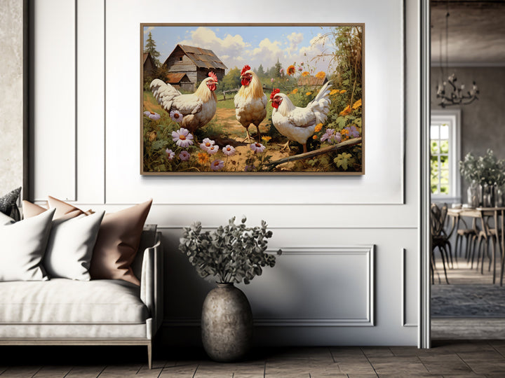 Three Chickens On the Farm Farmhouse Wall Decor