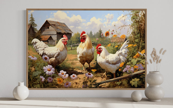 Three Chickens On the Farm Farmhouse Wall Decor close up