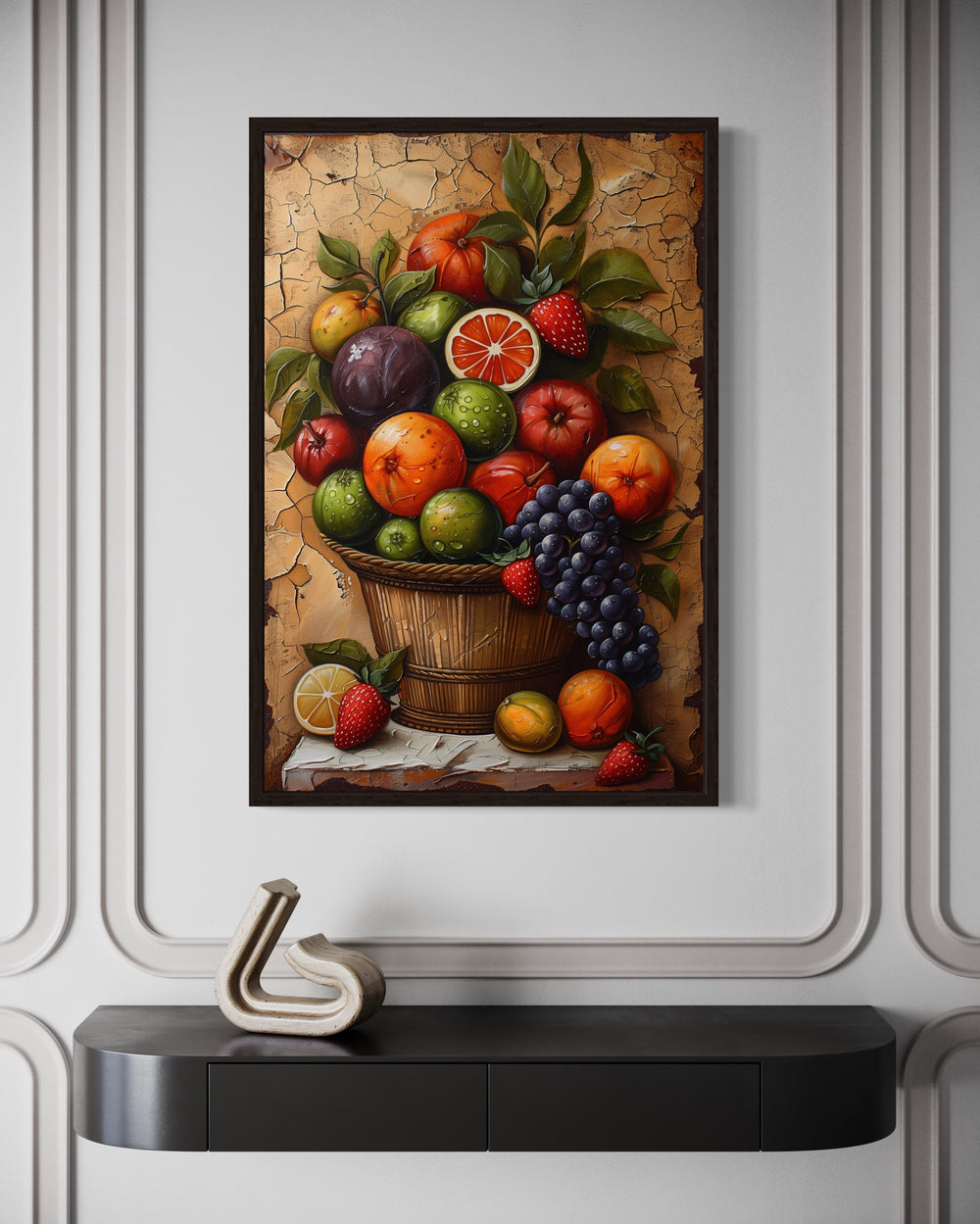 Fruit Basket Painting Modern Kitchen Or Dining Room Wall Art close up