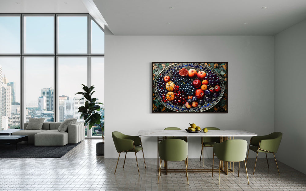 Fruit Platter Stained Glass Style Modern Dining Room Wall Art
