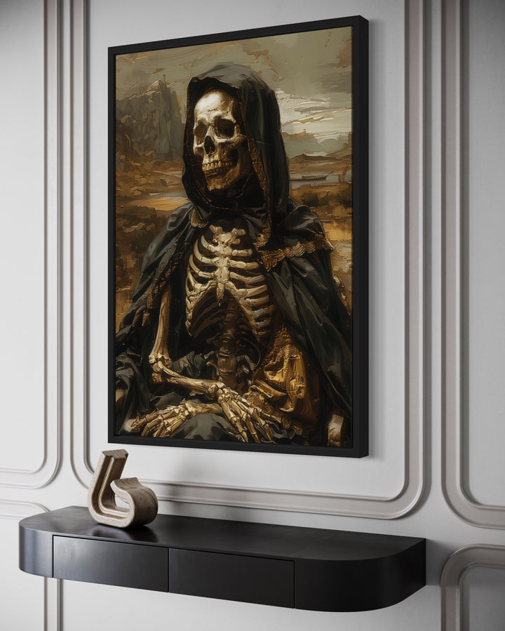 Altered Art Mona Lisa Skeleton Gothic Halloween Wall Art side view