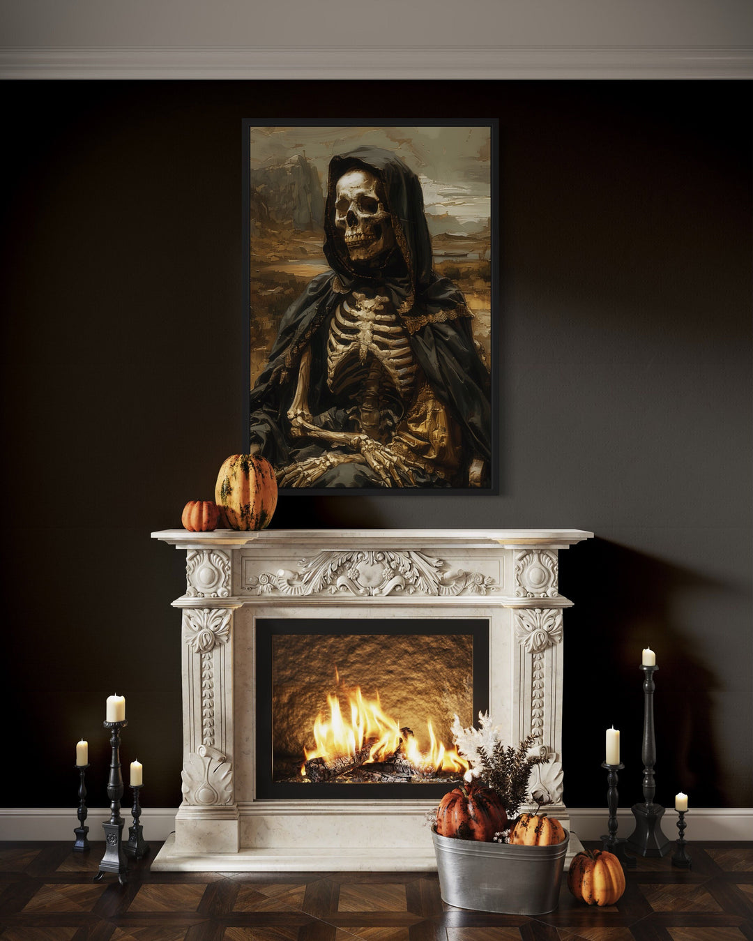 Altered Art Mona Lisa Skeleton Gothic Halloween Wall Art