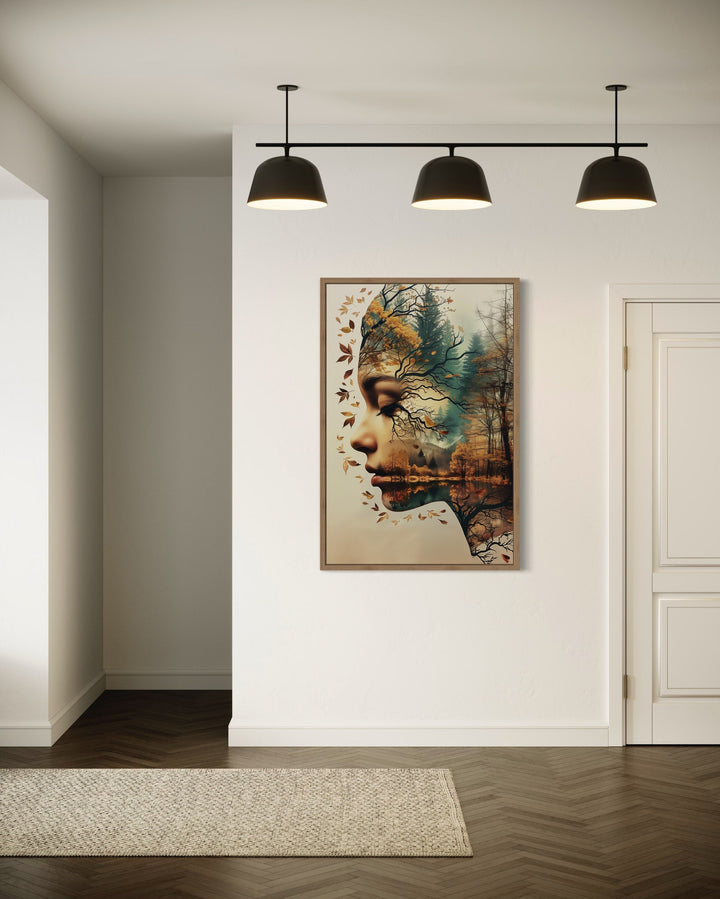 Mother Nature Spiritual Framed Canvas Wall Art in living room