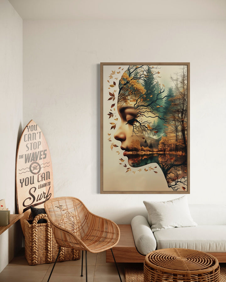 Mother Nature Spiritual Framed Canvas Wall Art in living room