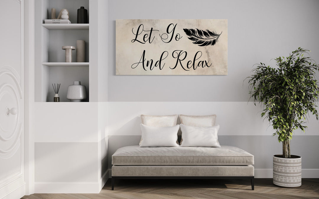 Let Go And Relax Typography Spa Salon Zen Wall Art in spa