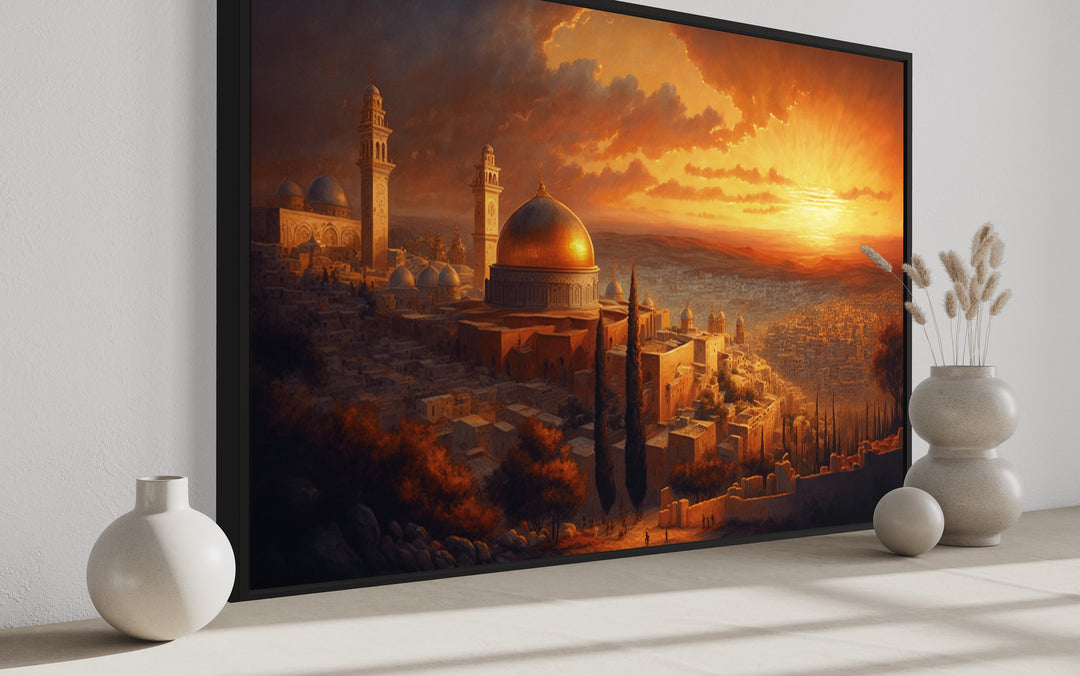 Jerusalem Old City Temples At Sunset Painting Canvas Wall Art side view