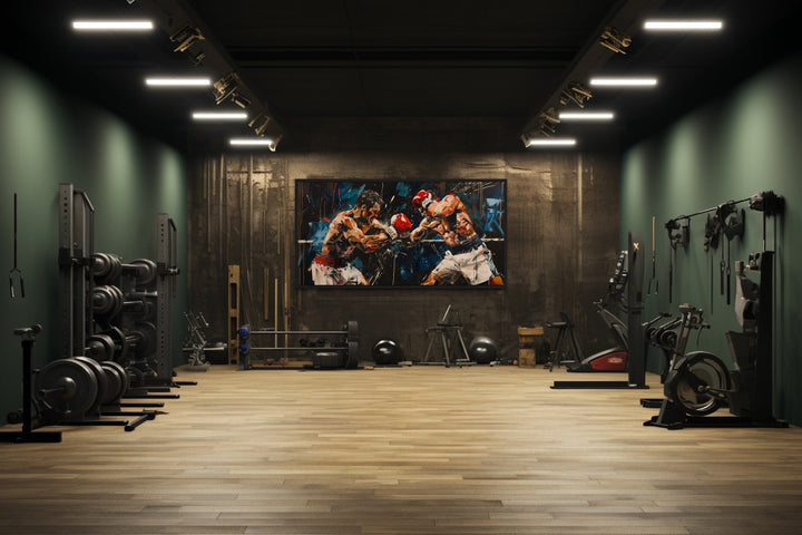 Abstract Graffiti Boxing Match Framed Canvas Wall Art in the gym