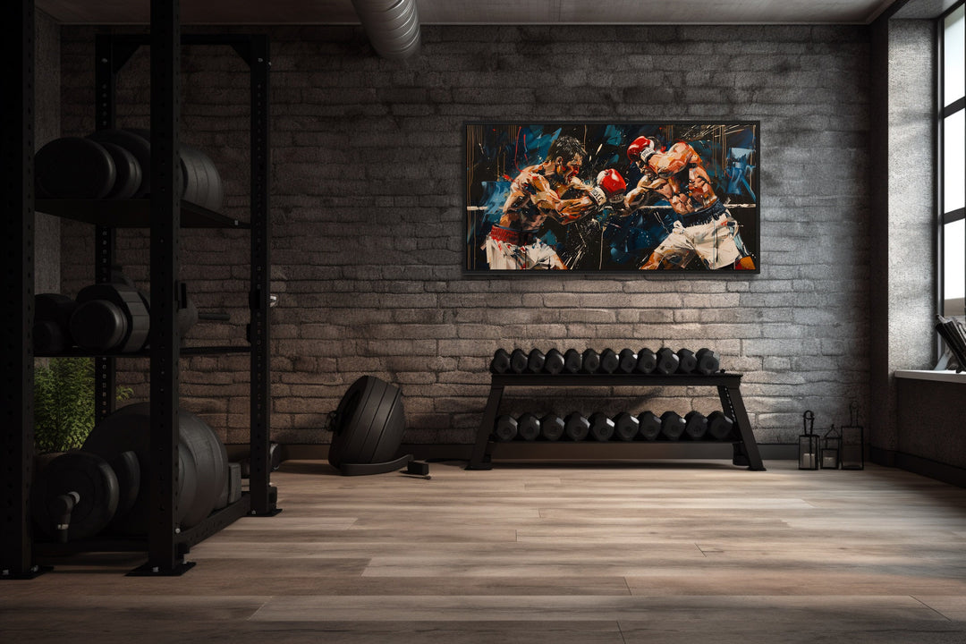 Abstract Graffiti Boxing Match Framed Canvas Wall Art in the gym