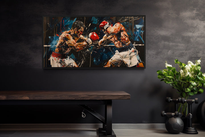 Abstract Graffiti Boxing Match Framed Canvas Wall Art