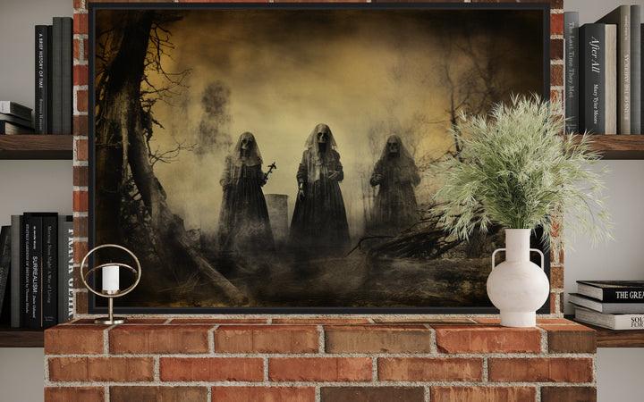 Dead Rising From The Graves Realistic Antique Photograph Wall Art on brick wall