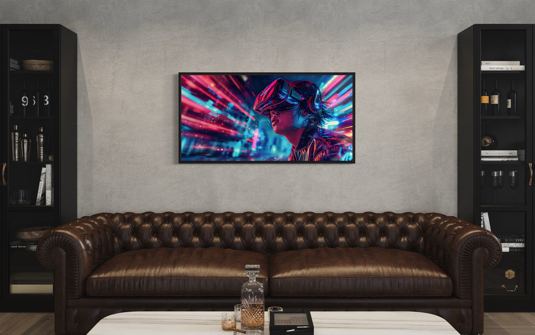 Game Room Wall Art Teenager Playing Virtual Reality Painting Canvas Print