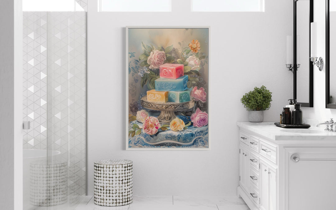 Vintage Soap Bars Pastel Colors Bathroom Wall Art