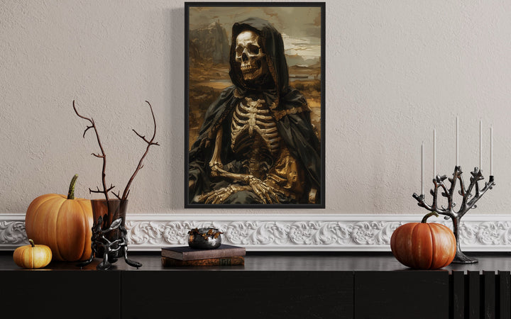 Altered Art Mona Lisa Skeleton Gothic Halloween Wall Art for halloween