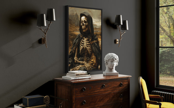 Altered Art Mona Lisa Skeleton Gothic Halloween Wall Art side view