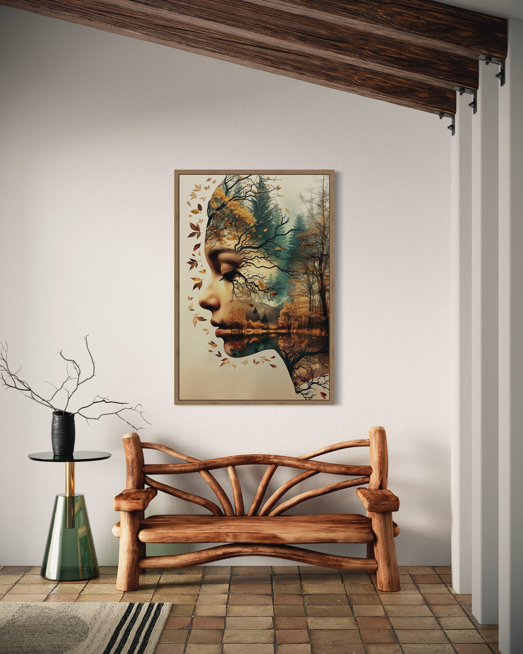 Mother Nature Spiritual Framed Canvas Wall Art in living room