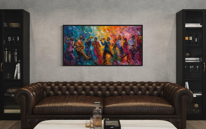 Colorful Jazz Band Abstract Painting Music Canvas Wall Art in living room