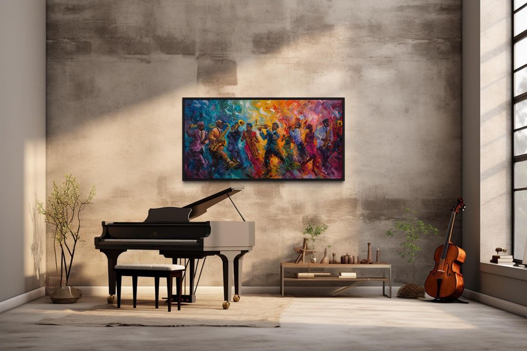 Colorful Jazz Band Abstract Painting Music Canvas Wall Art