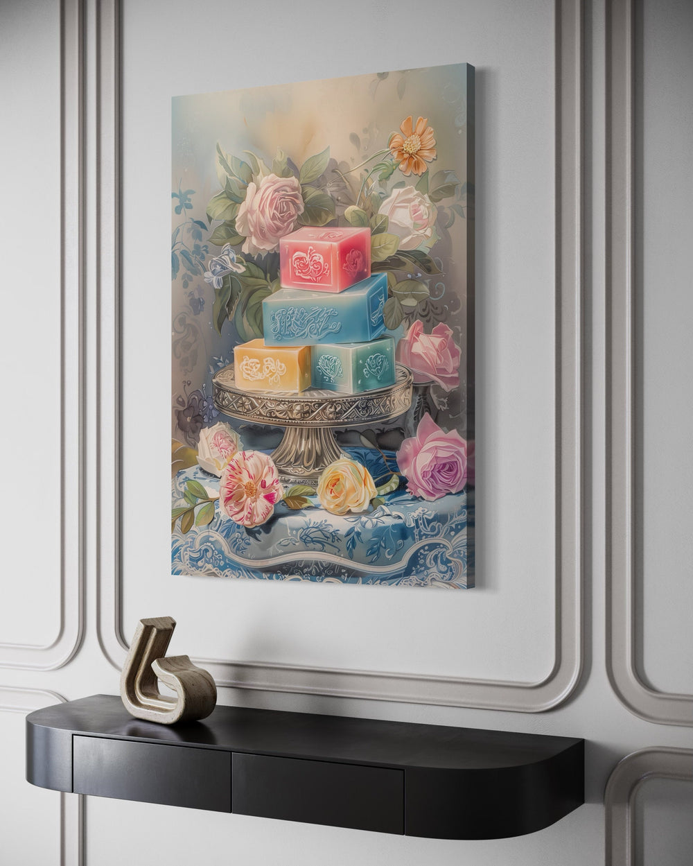 Vintage Soap Bars Pastel Colors Bathroom Wall Art side view