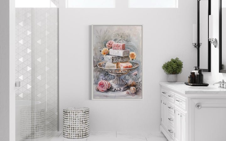 Antique Soap Bars Pink Grey Bathroom Wall Art