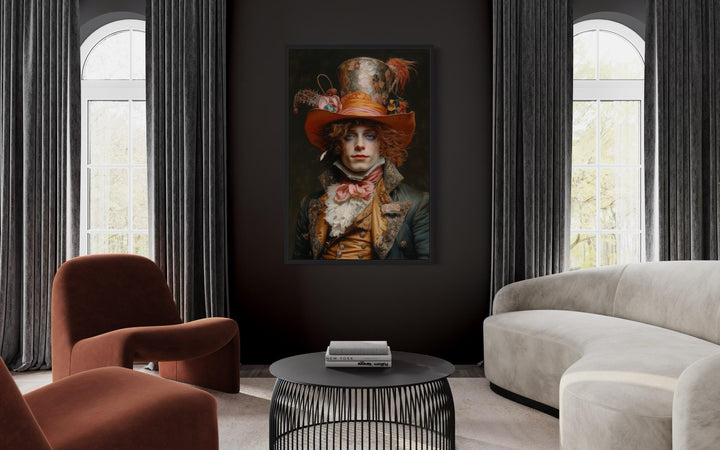 Gothic Mad Hatter Framed Canvas Wall Art in gothic room