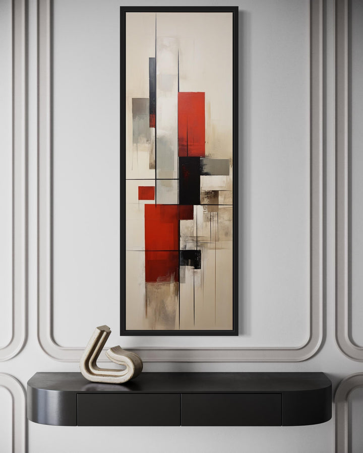 Vertical Narrow Mid Century Modern Stylish Framed Canvas Wall Art close up