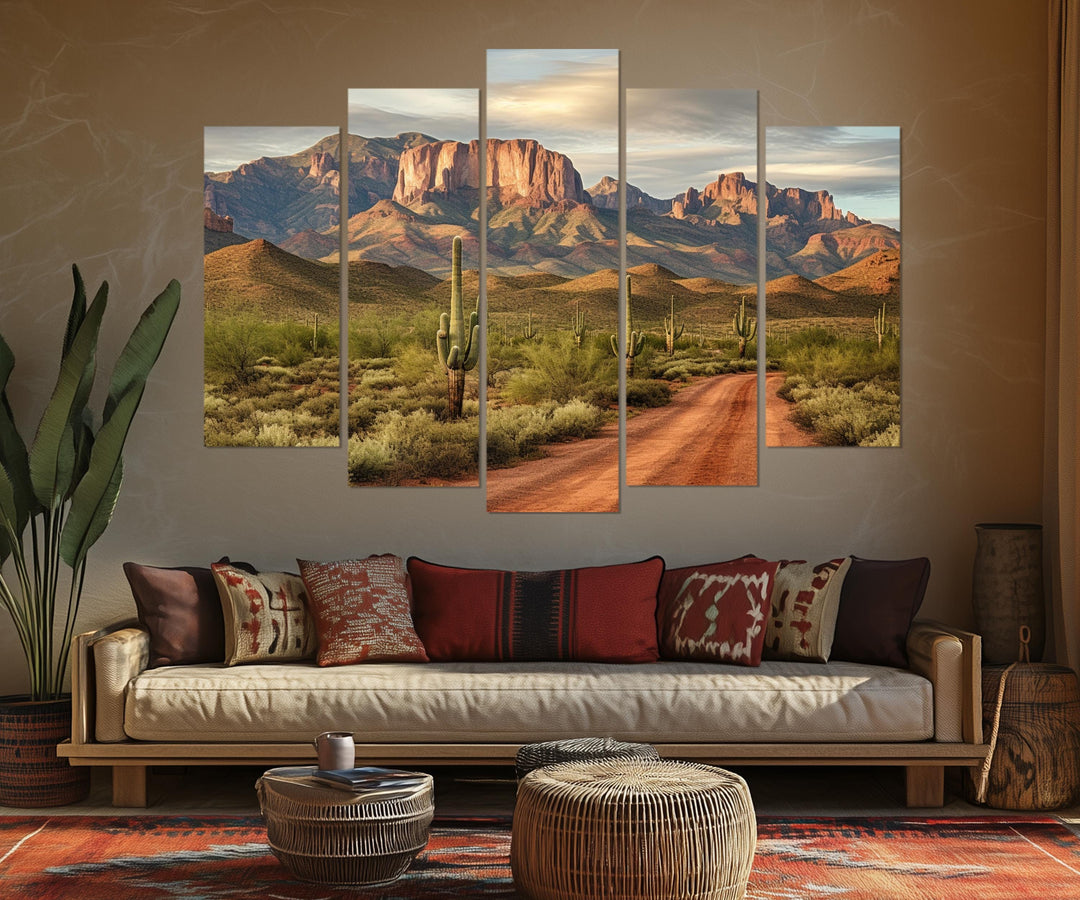 5 Piece Southwestern Desert Landscape Multi-Panel Wall Art