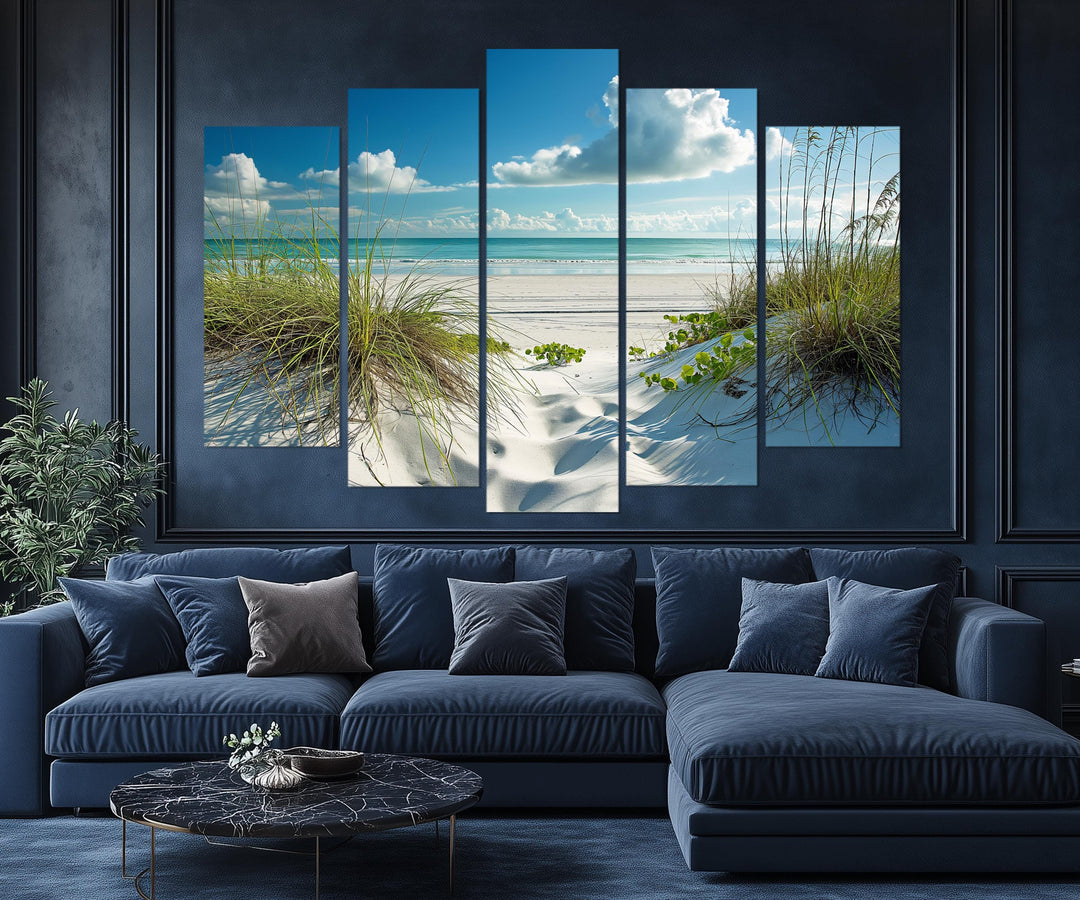 5 Piece Beach Dunes Multi-Panel Coastal Canvas Wall Art