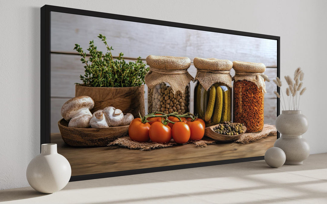 Spices And Pickles Framed Canvas Wall Art side view