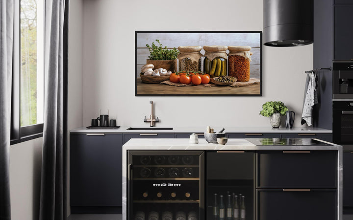 Spices And Pickles Framed Canvas Wall Art in the kitchen