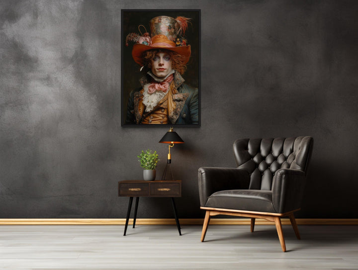 Gothic Mad Hatter Framed Canvas Wall Art in the office