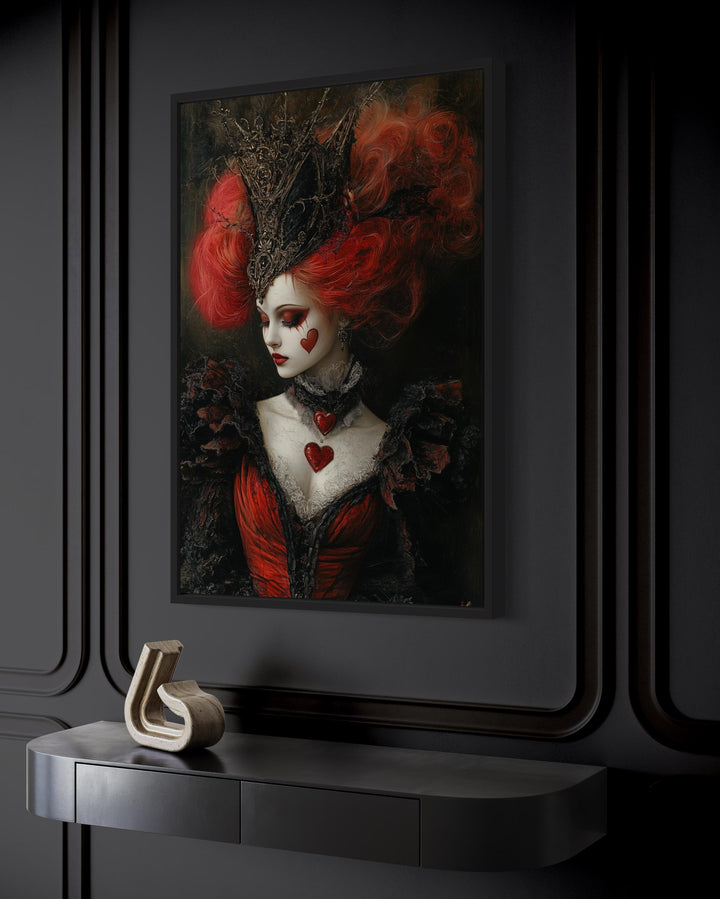 Gothic Queen of Hearts Framed Canvas Wall Art side view