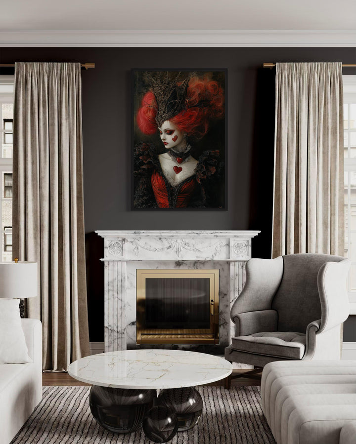 Gothic Queen of Hearts Framed Canvas Wall Art