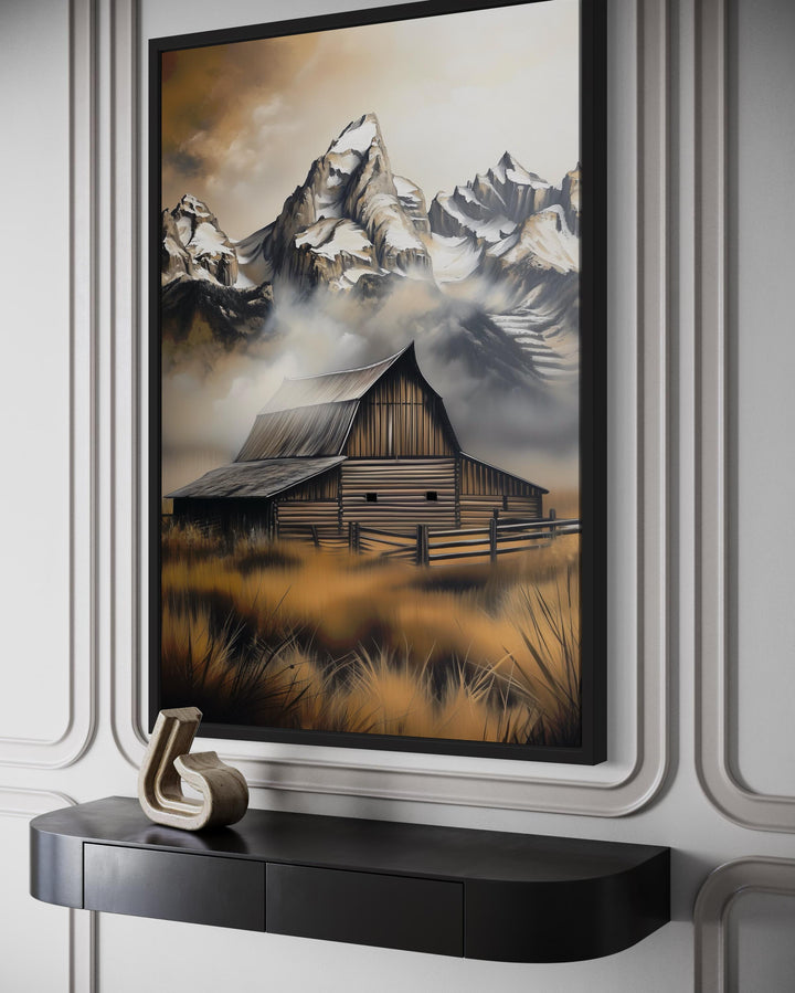 Moulton Barn In Grand Teton Framed Canvas Wall Art side view