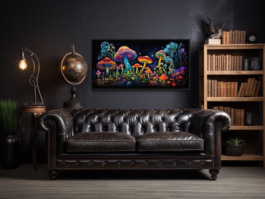 Trippy Psychedelic Mushrooms Framed Canvas Wall Art