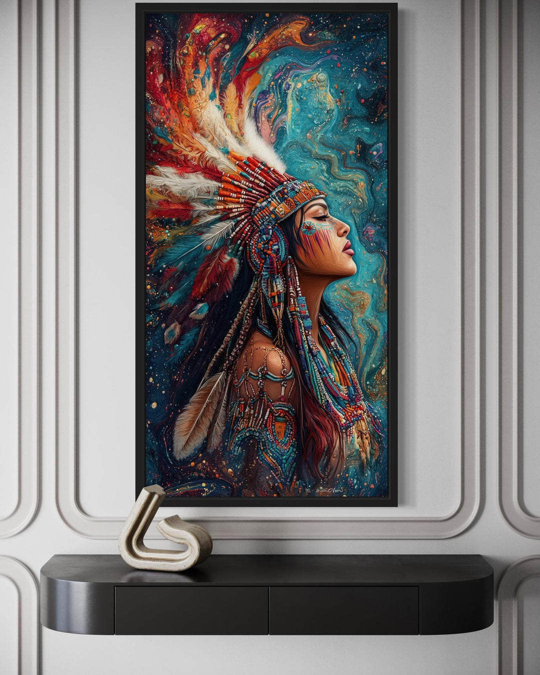 Beautiful Indigenous Woman Native American Wall Art close up