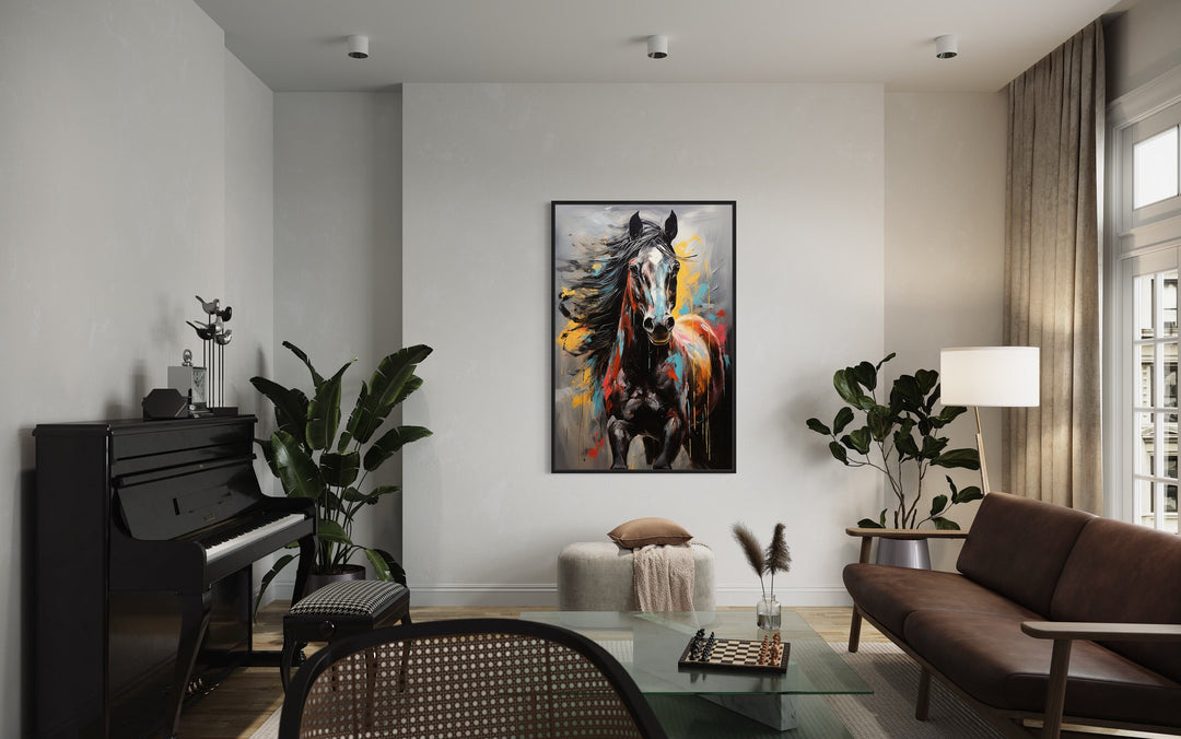 Colorful Abstract Horse canvas in modern music room